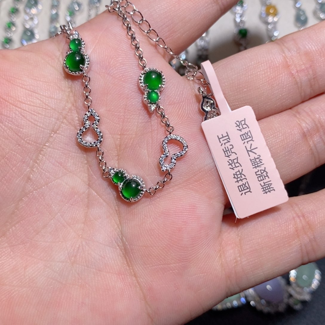 银S925镶嵌手链翡翠j j j