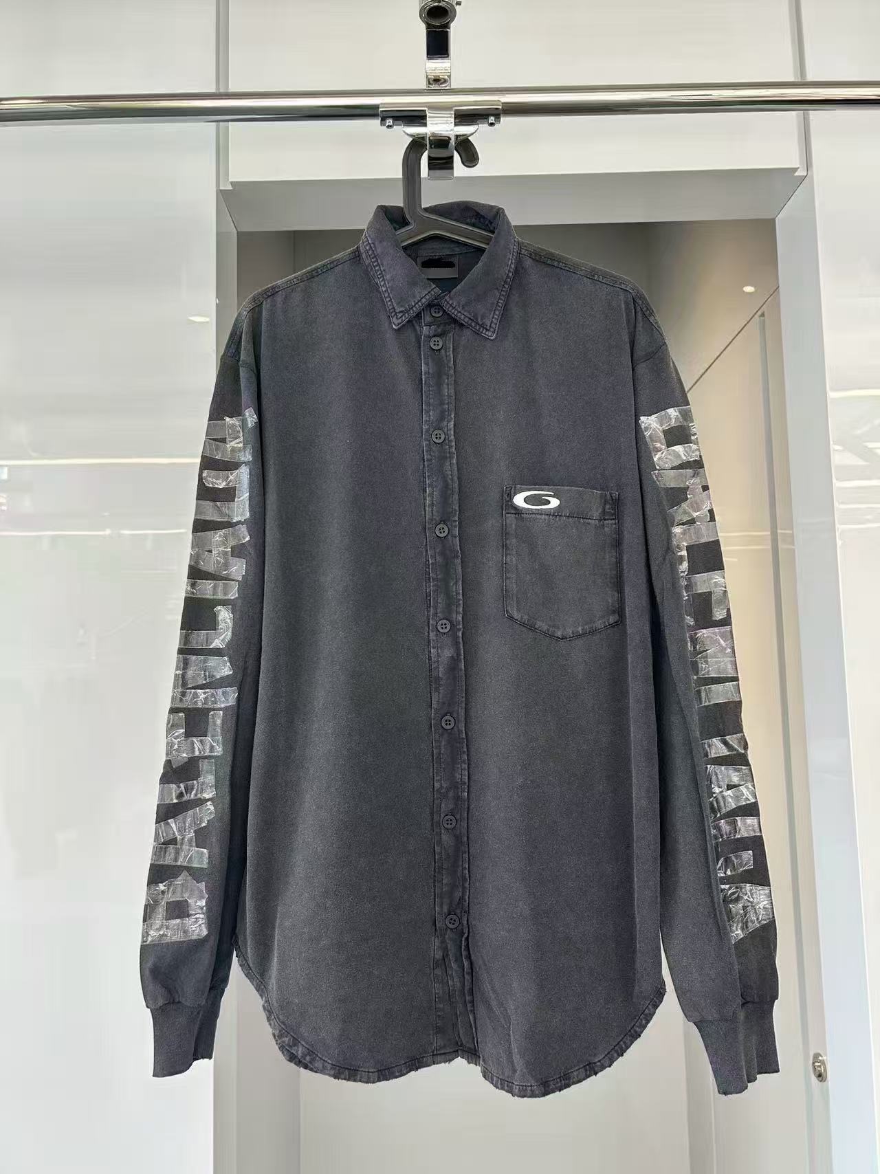 【后劲原样开发】8+25fw秋冬圆环胶带衬衫长袖衬衣百搭印花水洗