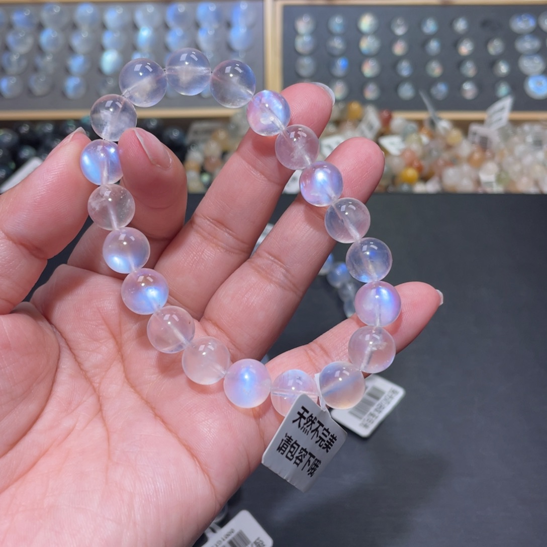 幸***來长石未镶嵌手链蓝月光手链10mm