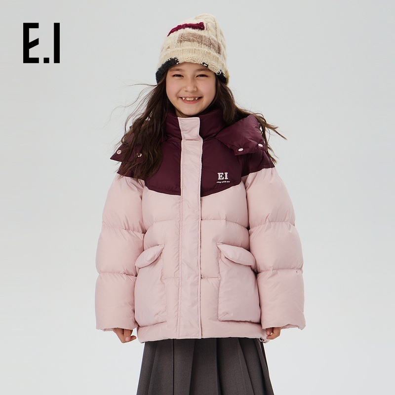高充绒女童连帽冬装新款韩版拼色保暖外套D8244650909