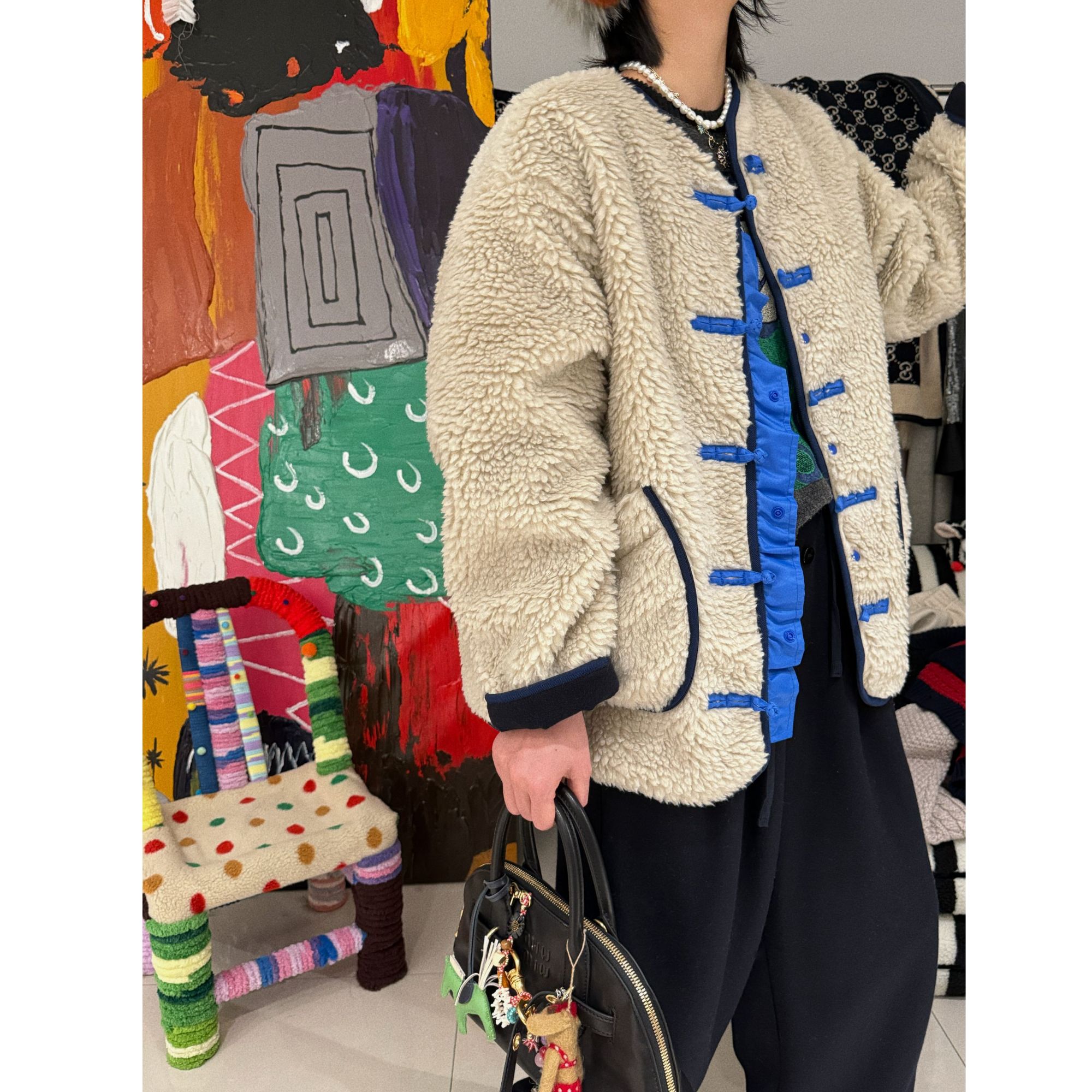 【过年战服】羊 羔 毛中式盘扣外套 J24W582