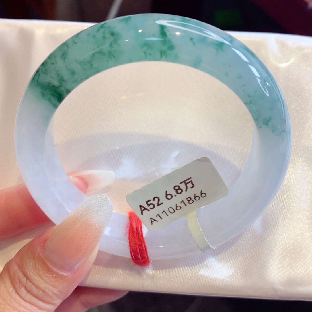 未镶嵌手镯翡翠52圈冰飘蓝花（7号）