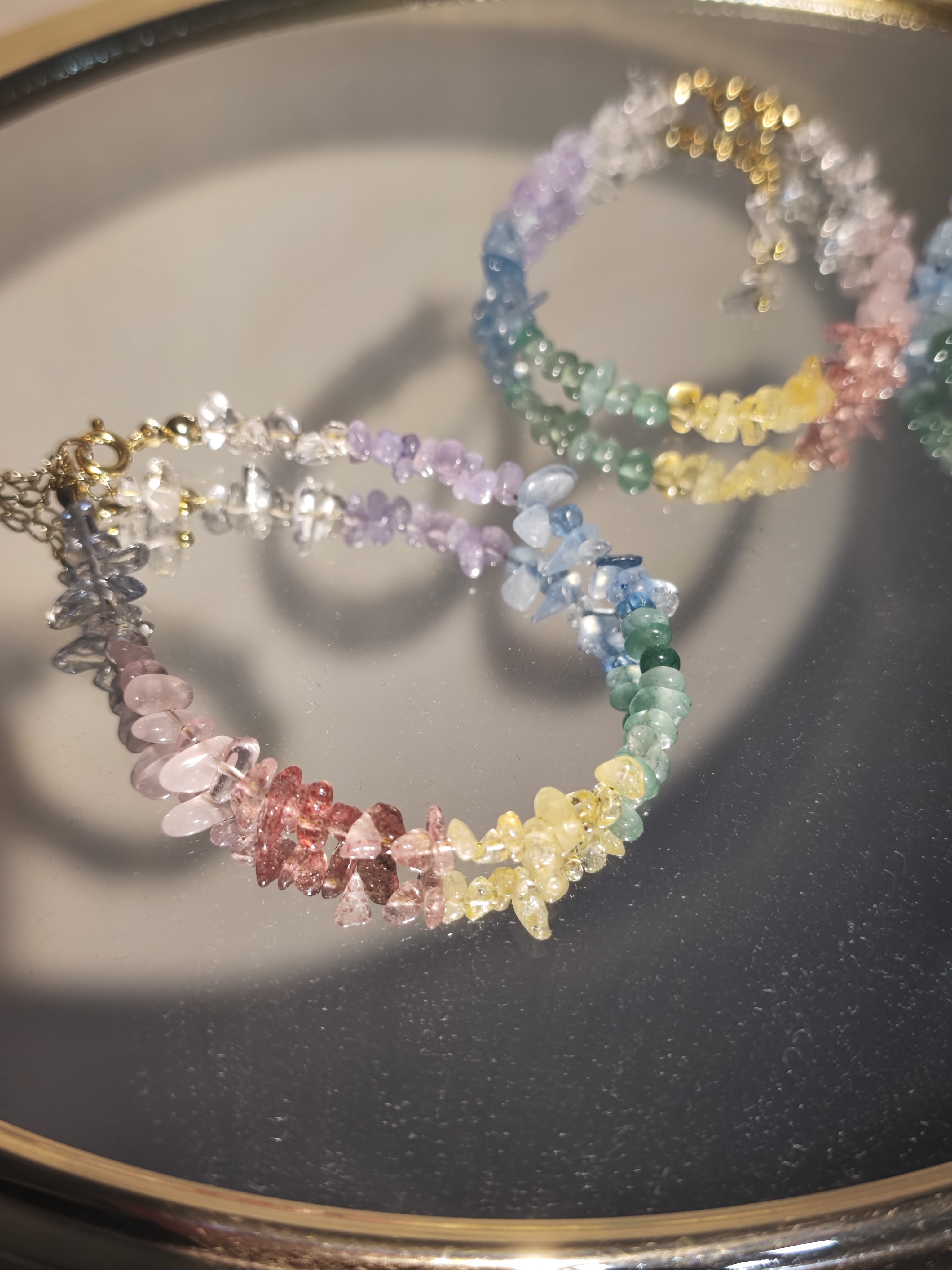 【皎若】彩虹多宝碎石随性颜色微差天然特性水晶手链