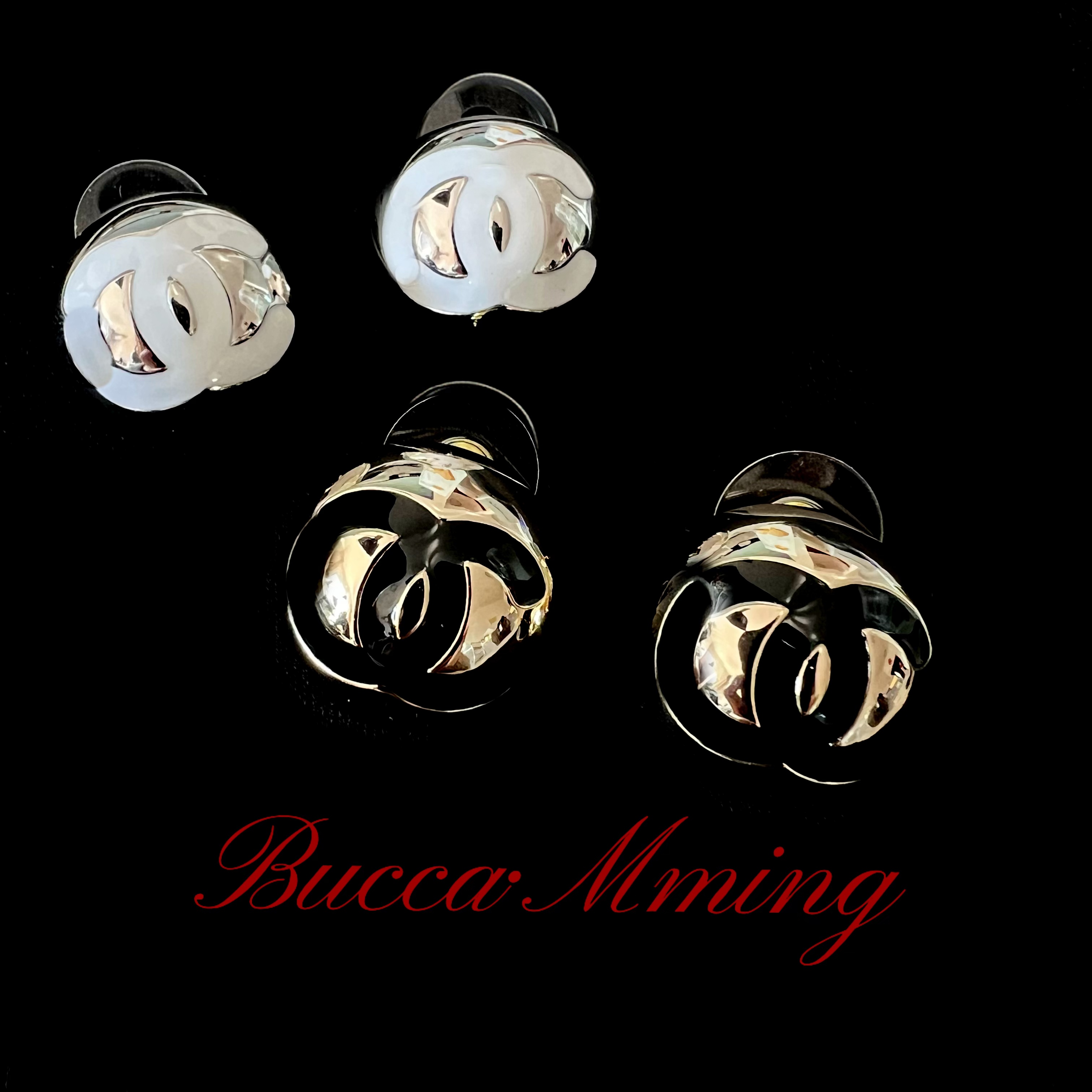 合金耳饰 Mming 黑金白银球球耳钉