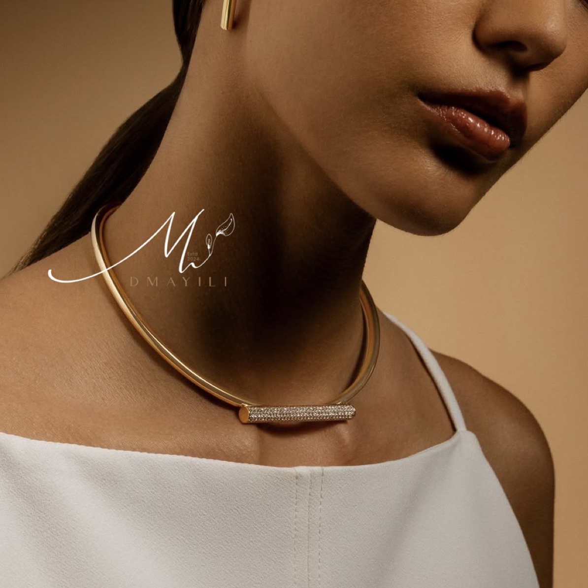 铜合成锆石项链 MAYILI铜锆石圆项圈