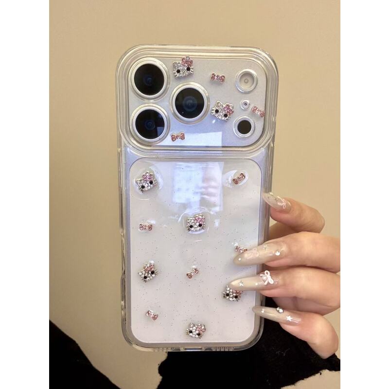 韩系可爱贴钻蝴蝶结猫咪适用iphone17promax苹果16pr手机壳15新款