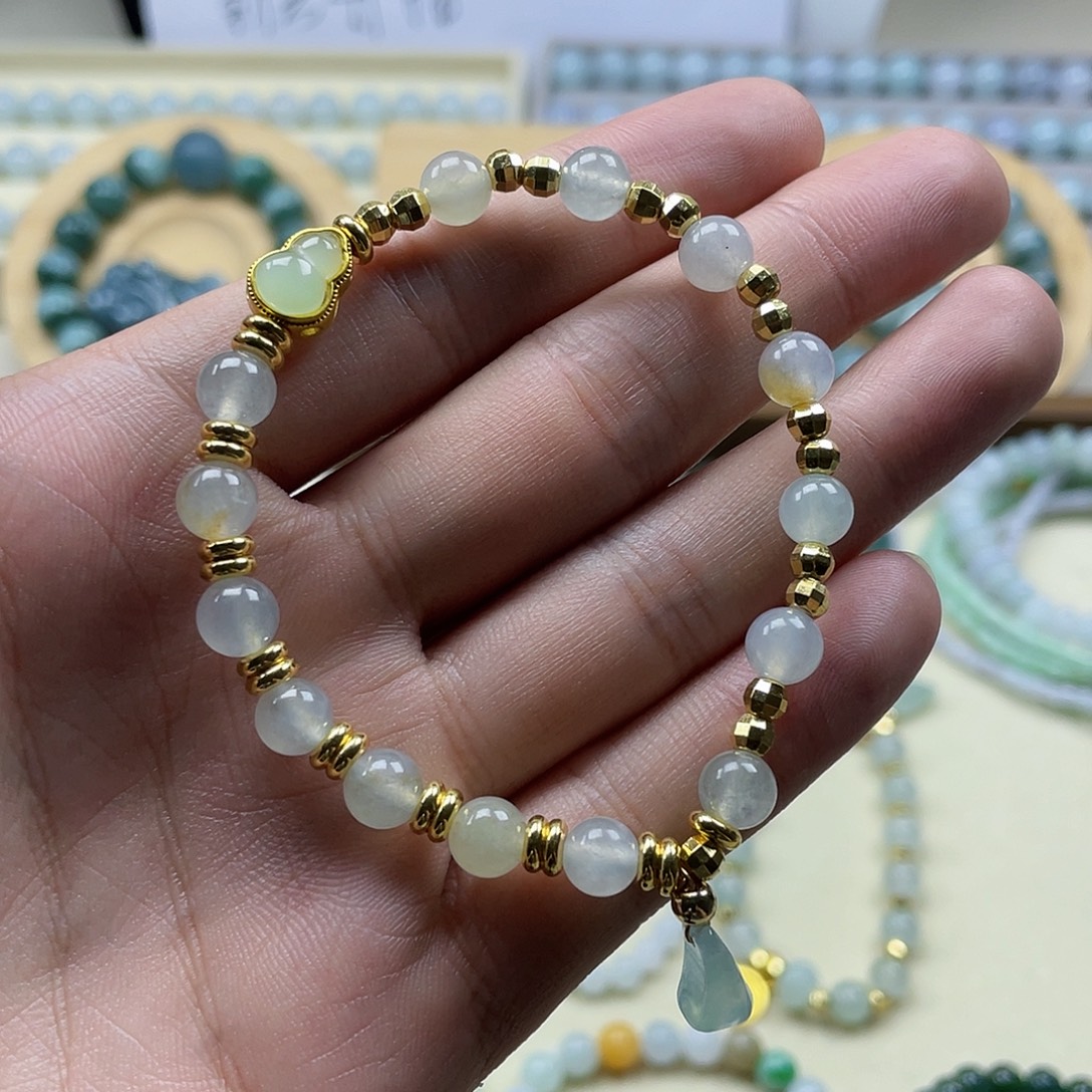 颈饰未镶嵌翡翠6.5mm diy翡翠珠串