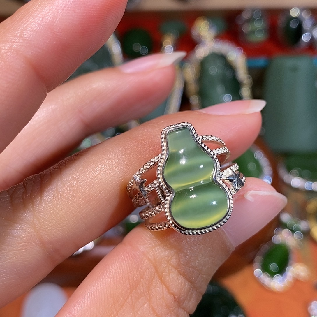 和田玉（碧玉）银S925镶嵌戒指