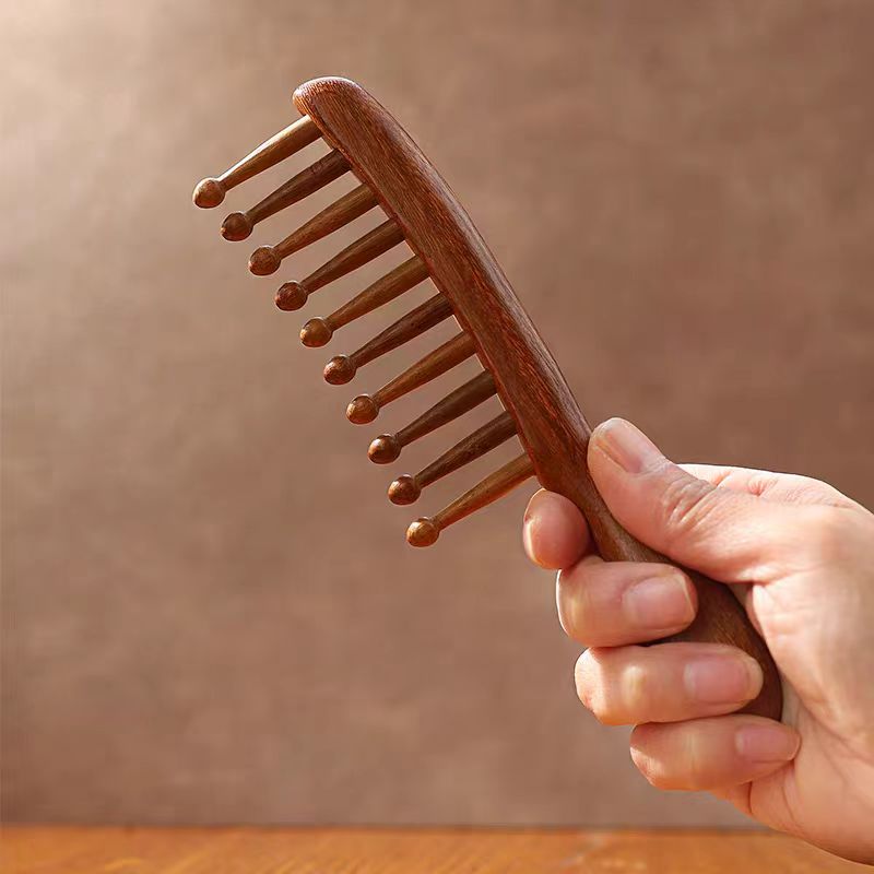 天然泗水砭石尖齿按摩梳