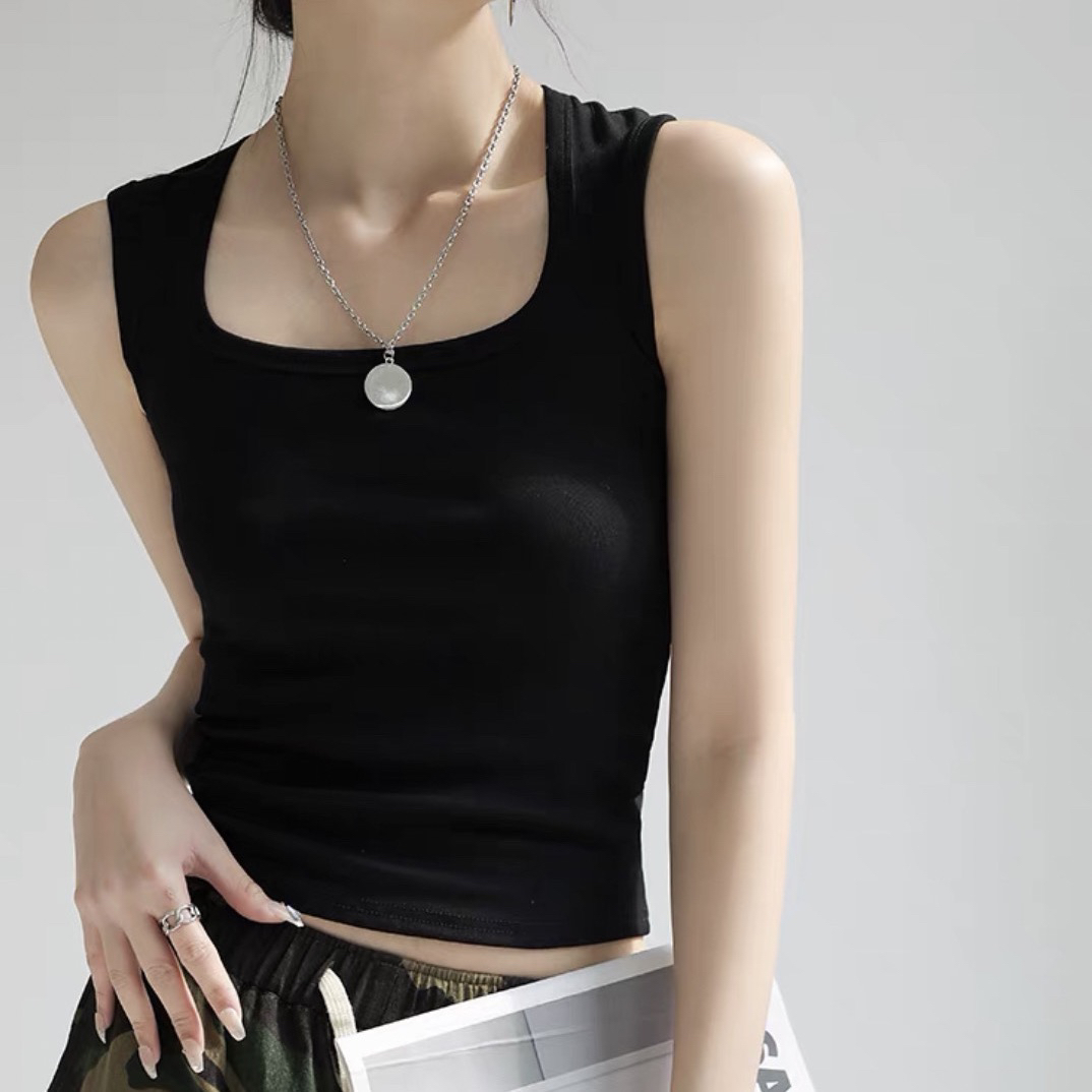 宽肩飞袖外穿工字背心遮副乳带杯垫吊带背心内搭打底吊带背心内搭