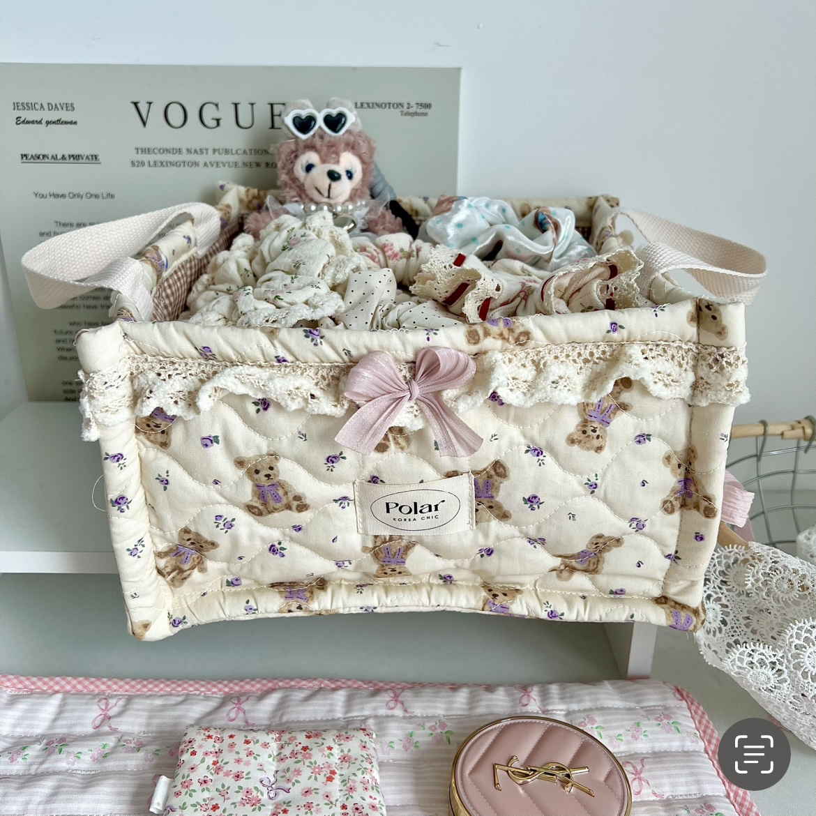 韩国薰衣草小熊手作收纳筐