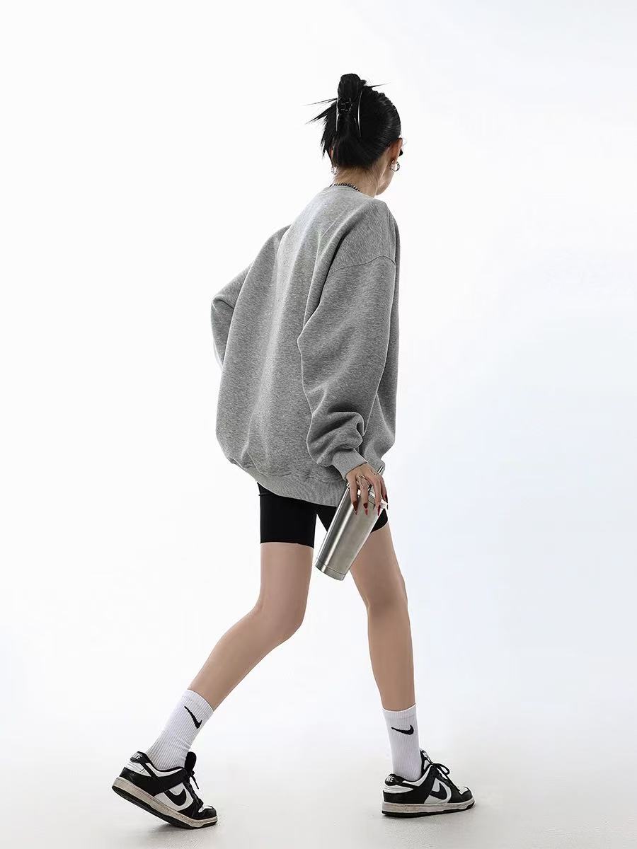 2025情侣ins风美式字母涂鸦圆领卫衣百搭上衣宽松打底显瘦不起球