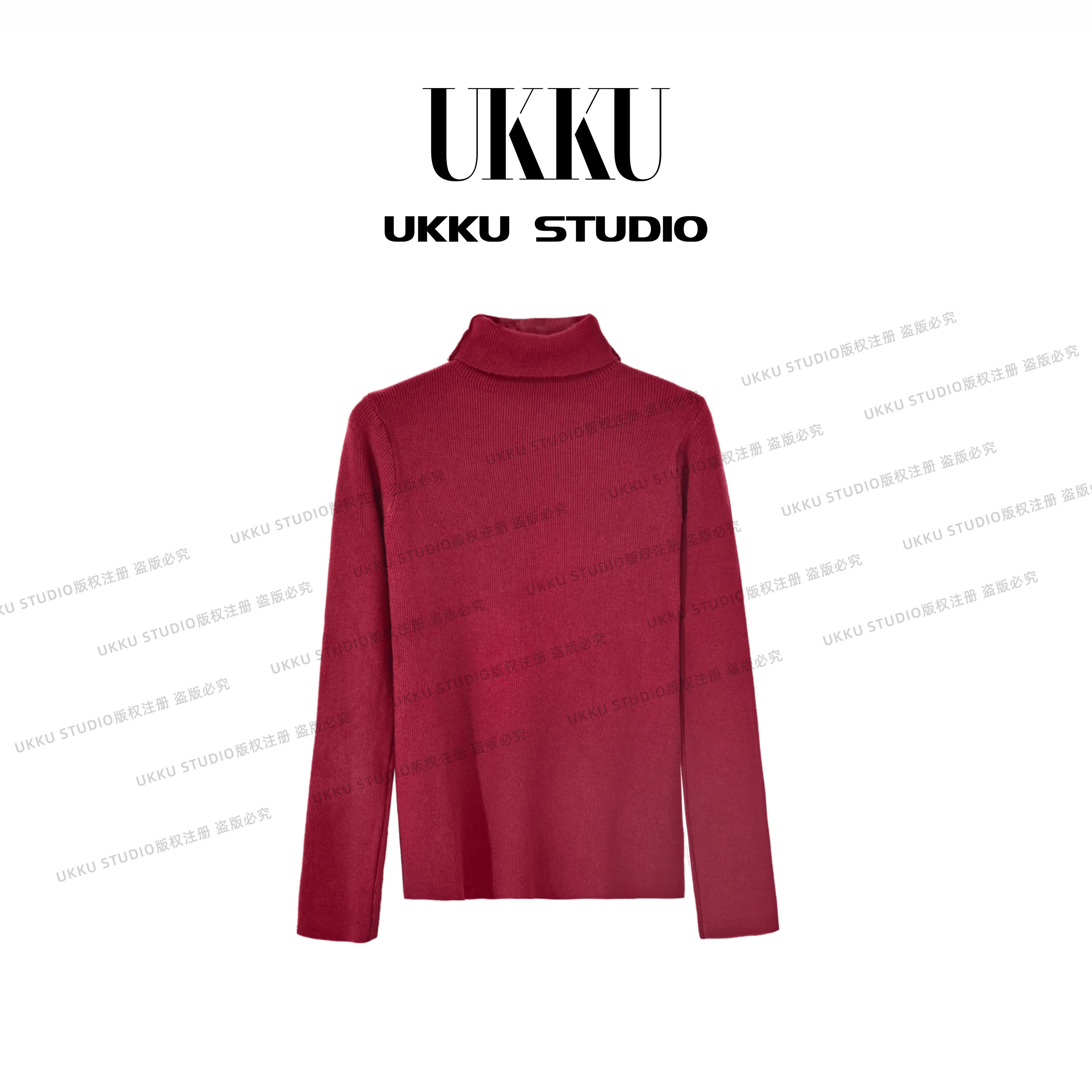 娟【UKKU STUDIO】秋冬套头高领百搭网红气质长袖打底毛衣211443