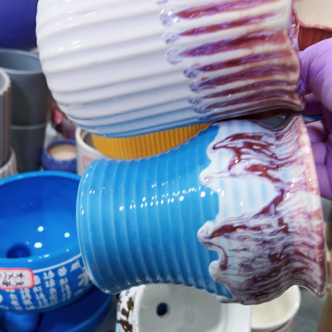 有孔外贸尾货陶瓷花盆凑单10米包邮