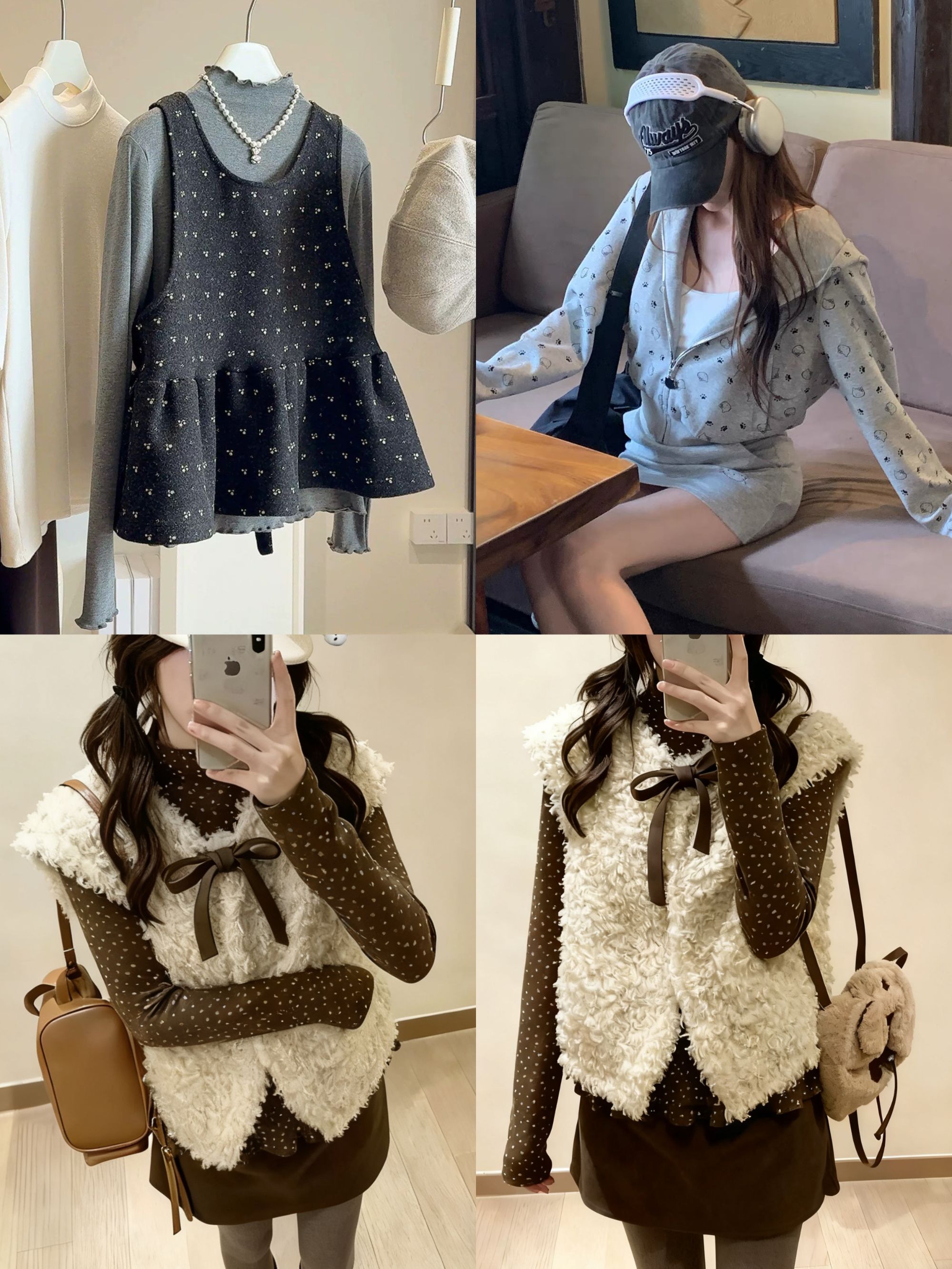 一整套【套装】秋冬甜辣妹网红新款韩系气质时尚外穿设计感套装7