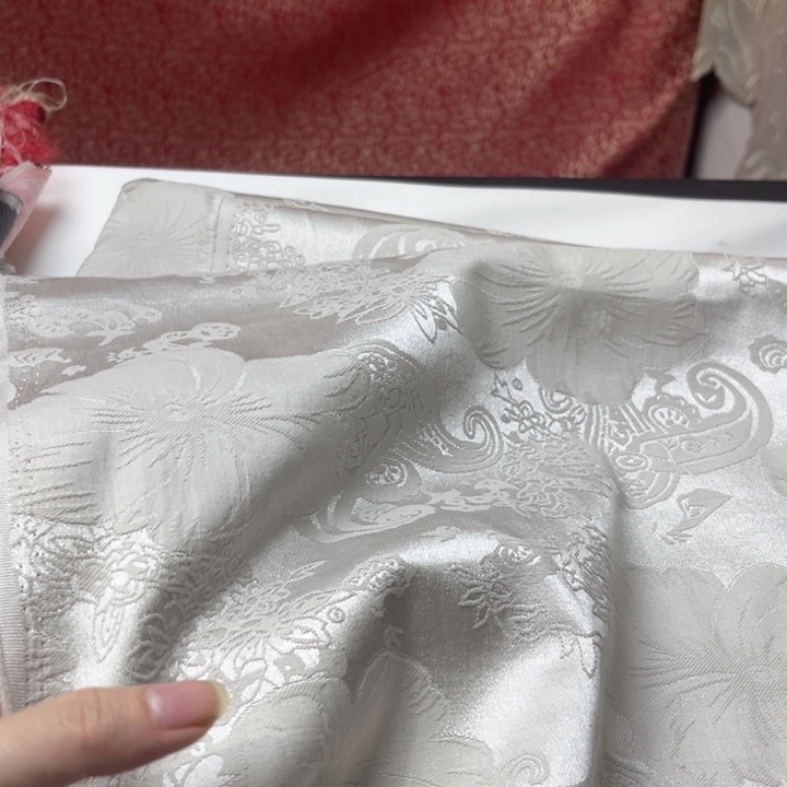 混纺灰色提花2米荷塘月色