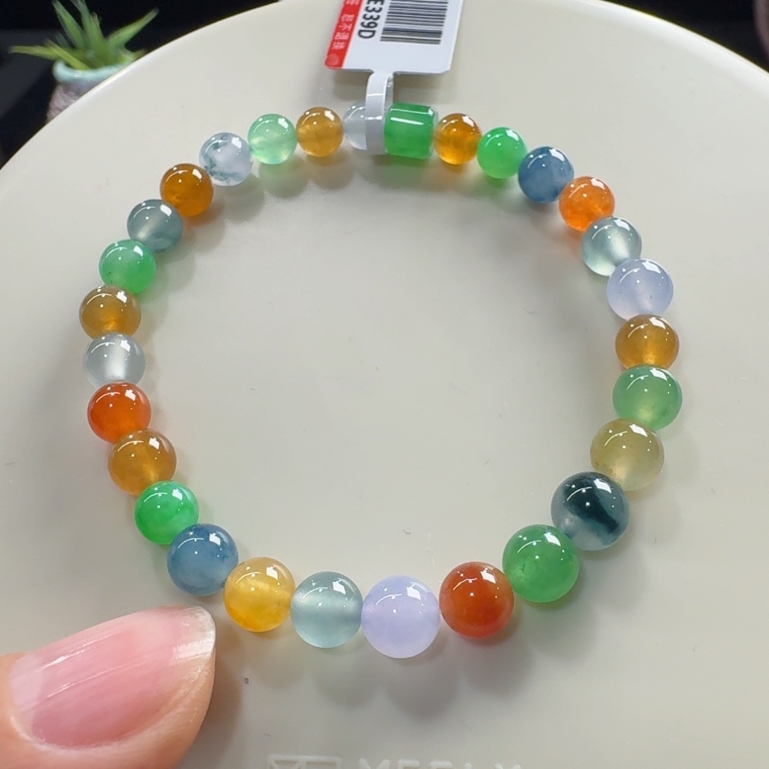 未镶嵌手链翡翠高冰浓彩单圈5.8-6.5mm