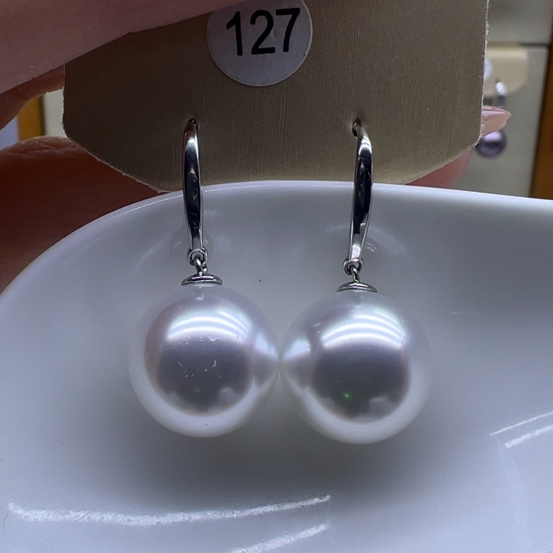 淡水珍珠银S925镶嵌耳饰