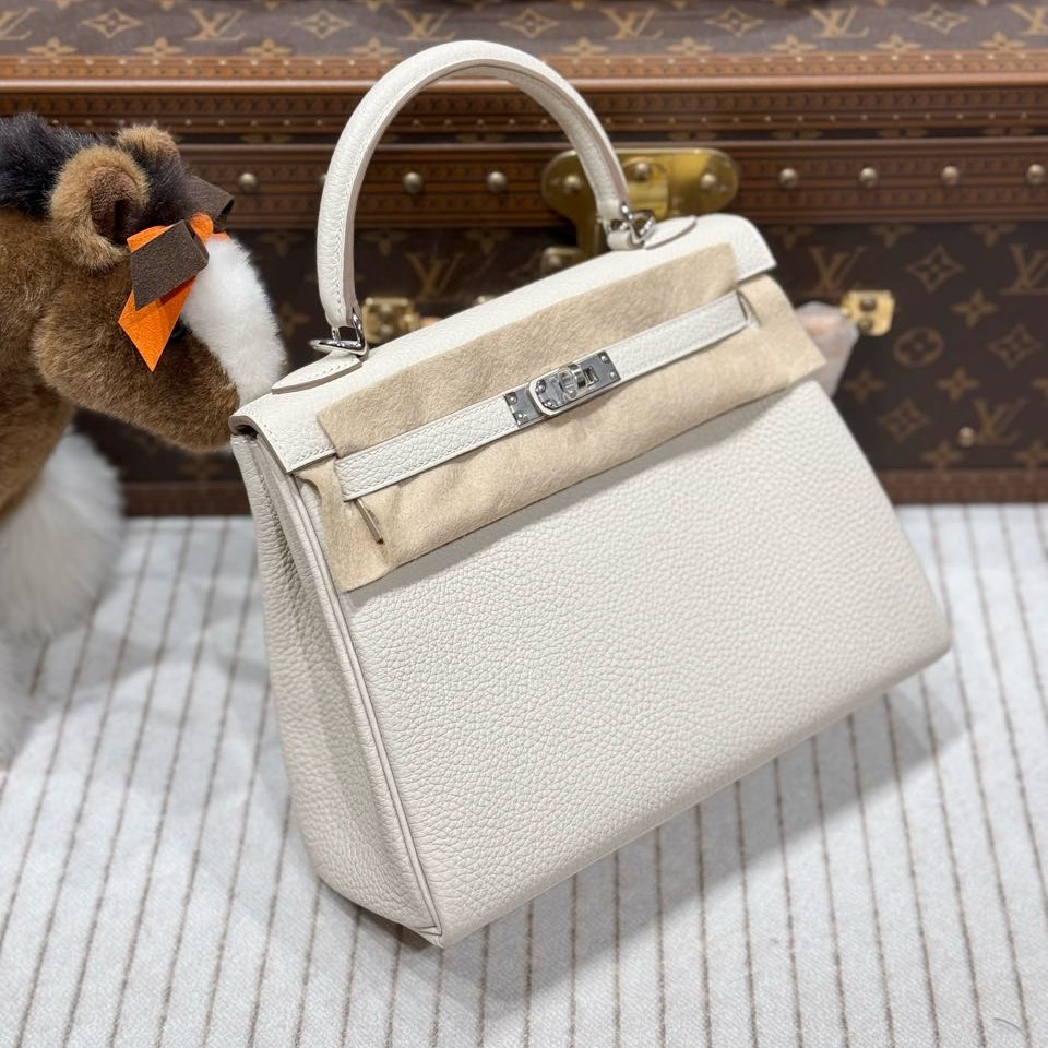 全新未使用 Hermes/爱马仕 昊哥/w刻爱马仕奶昔白kelly25包