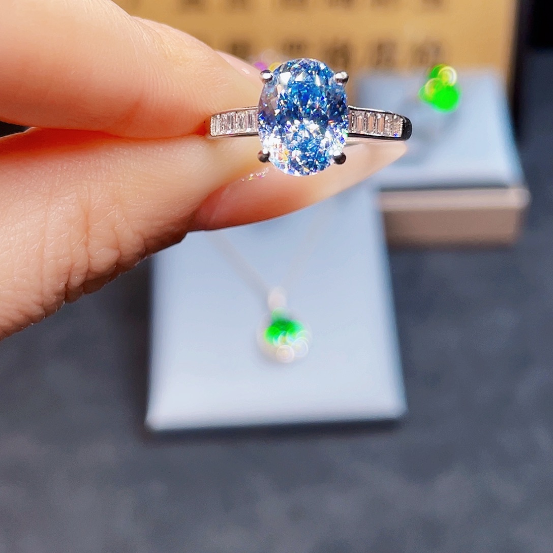 海蓝宝石戒指银S925镶嵌