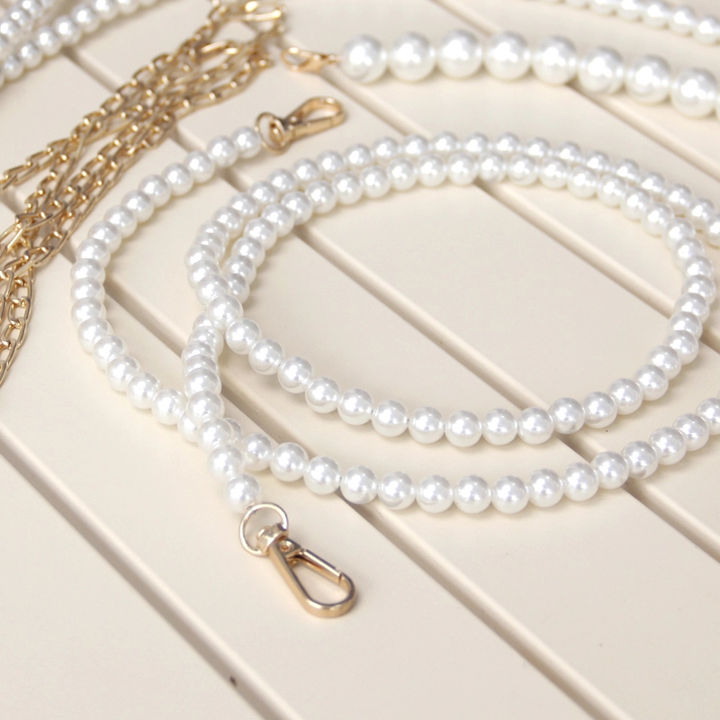 可替换带扣斜跨包链仿珍珠包链斜挎肩带包包手提珍珠链子包包链条