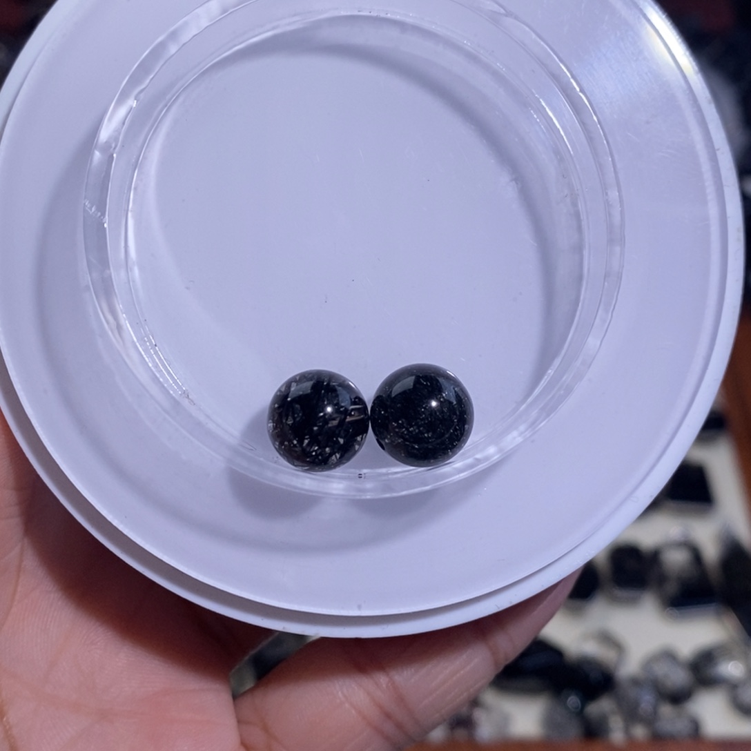 手链水晶未镶嵌黑发晶全透体满发蕾丝单珠10mm两个