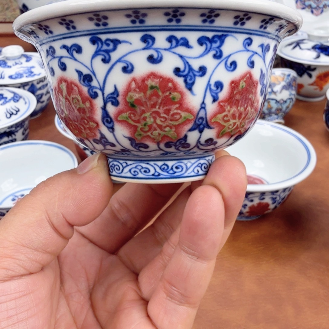 摆件陶福利青花釉里红