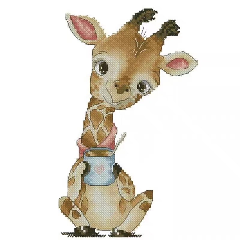 【CC657-喝咖啡的长颈鹿】十字绣2026新款小件线绣客厅餐厅简单新手