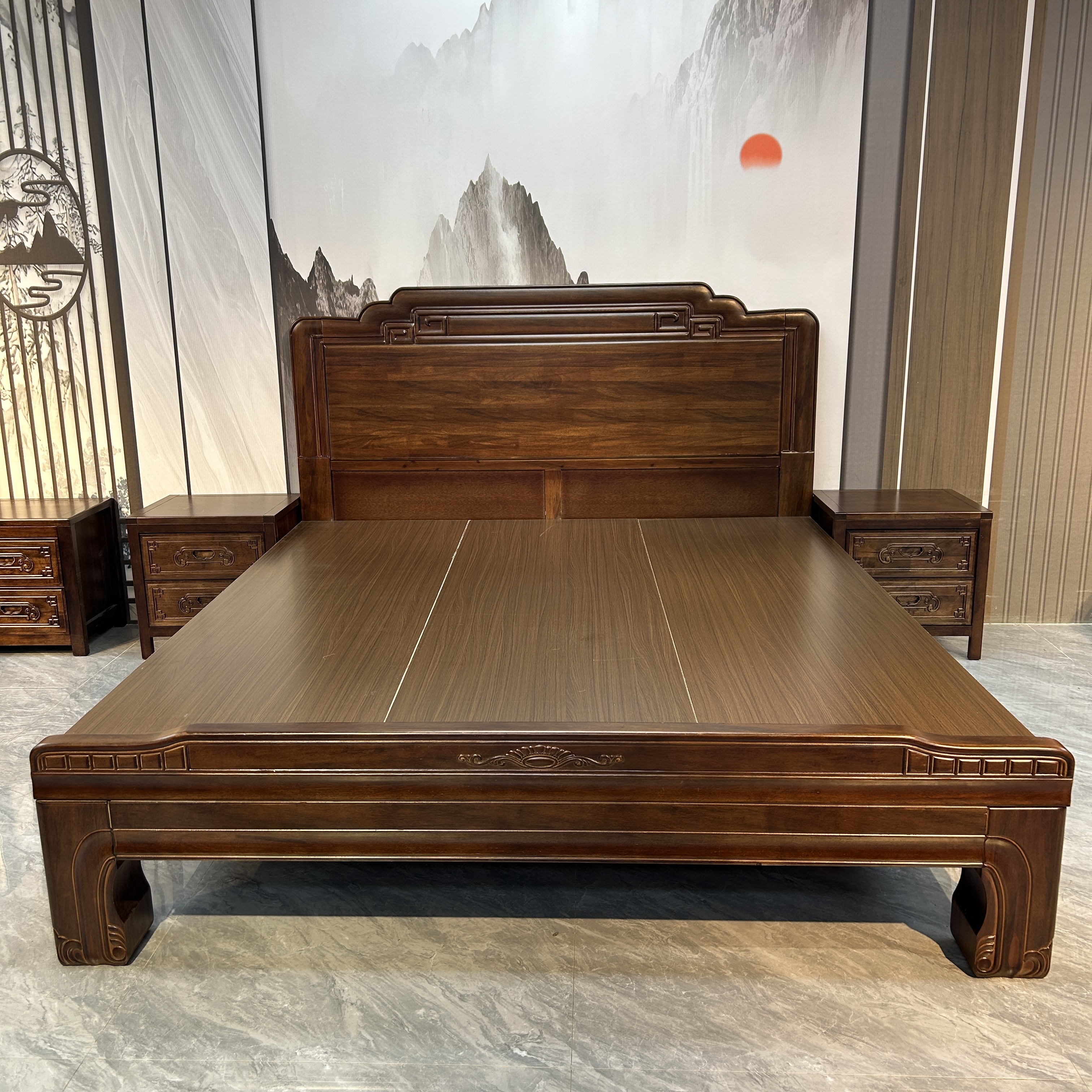 【双十二福利】实木加厚榫卯结构南美檀木主卧床实木榫卯结构实木床