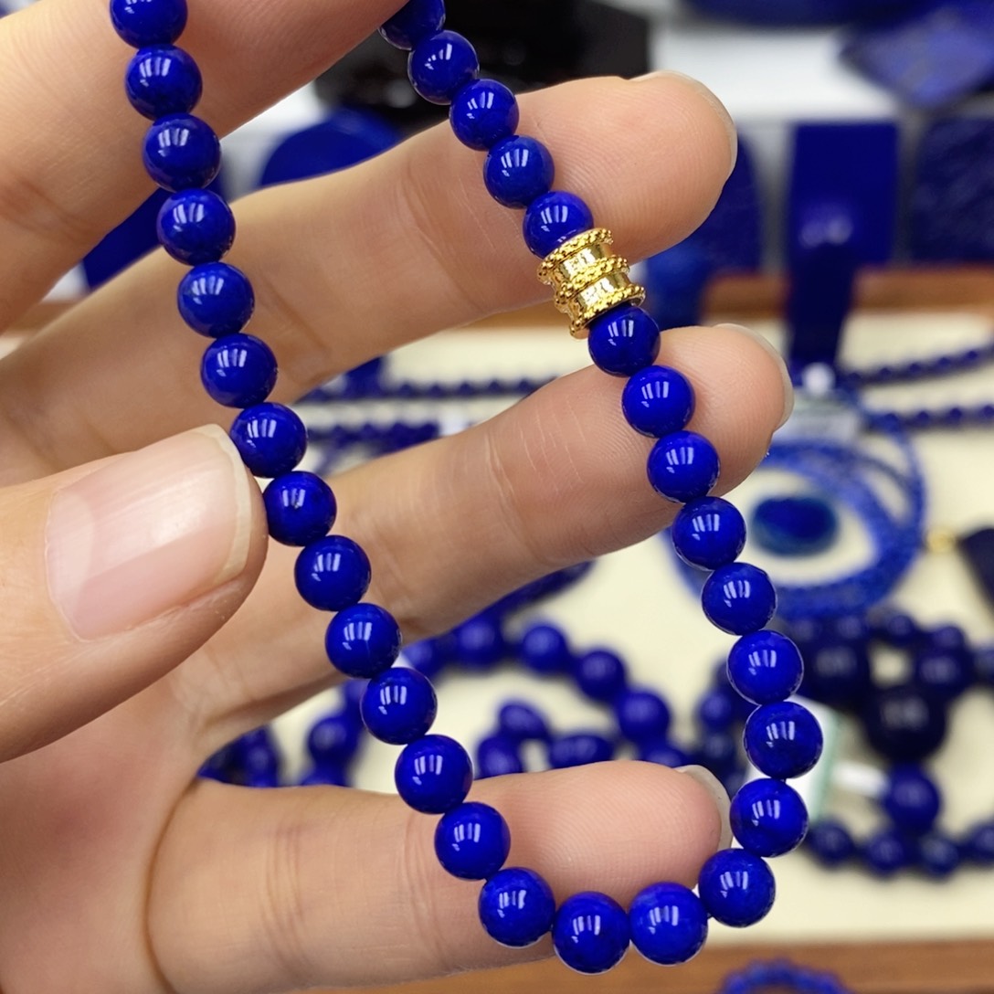 青金石颈饰足金镶嵌