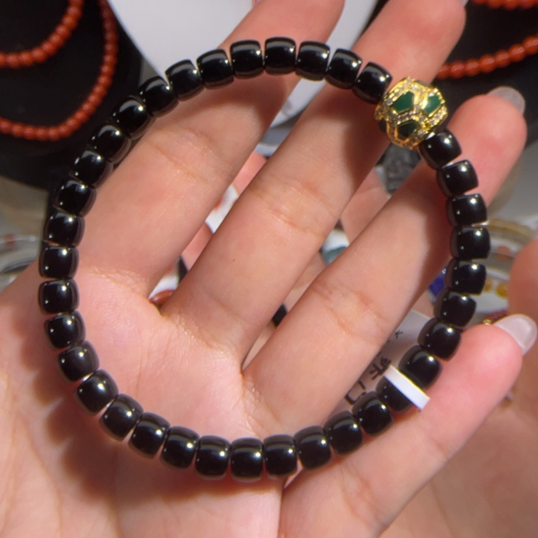 玛瑙/玉髓黑玛瑙直切单圈6.1mm未镶嵌