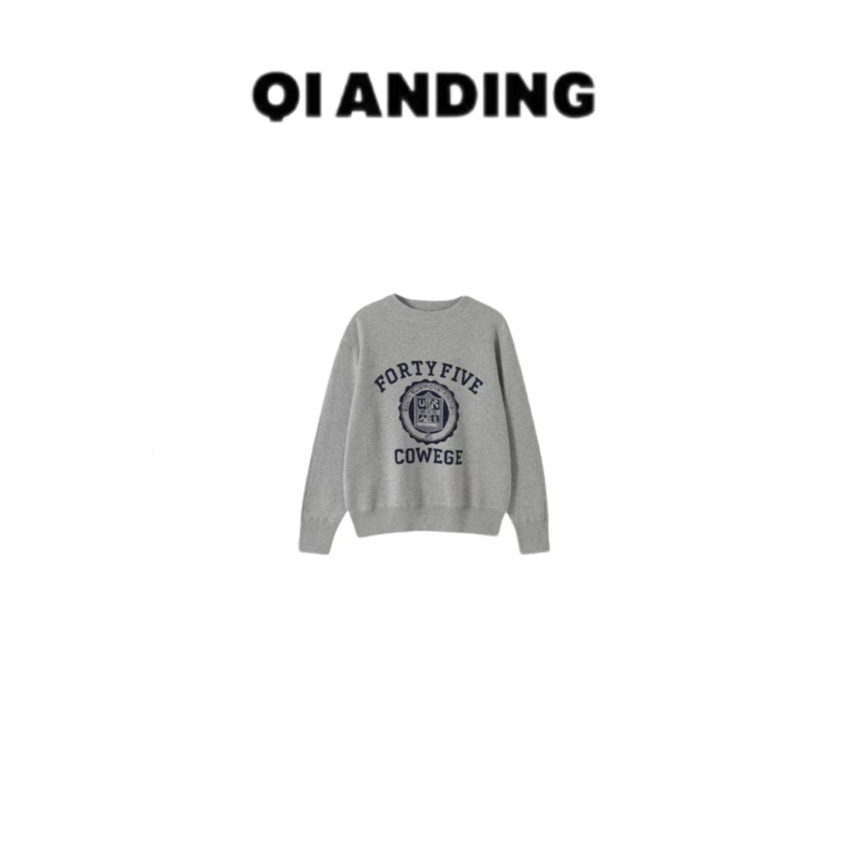 【QIANDING】字母圆领套头毛衣 25057