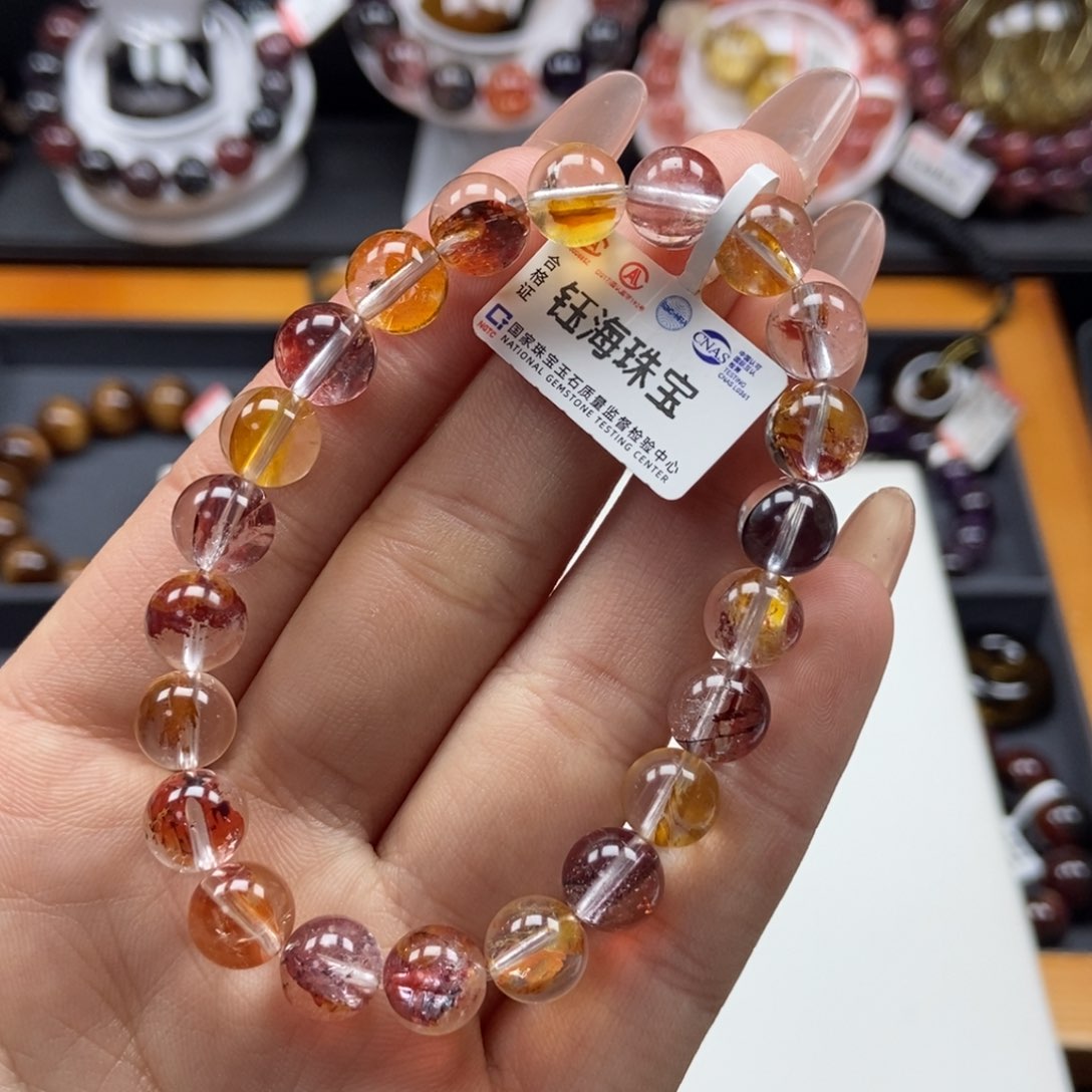 水晶胶花手串未镶嵌Q*8.5mm