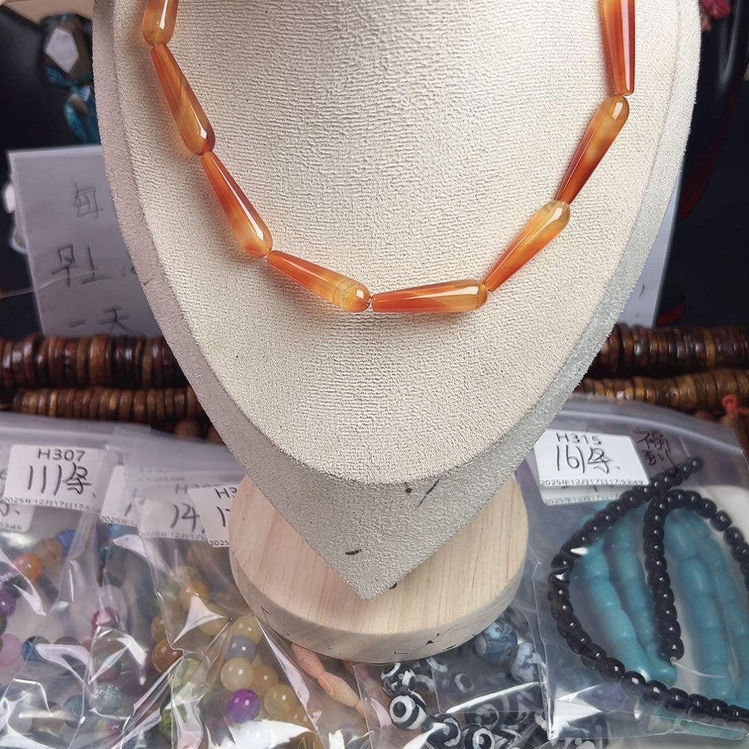 玛瑙/玉髓合金珠宝半成品h316 8m 微醺水滴精品无结构一条