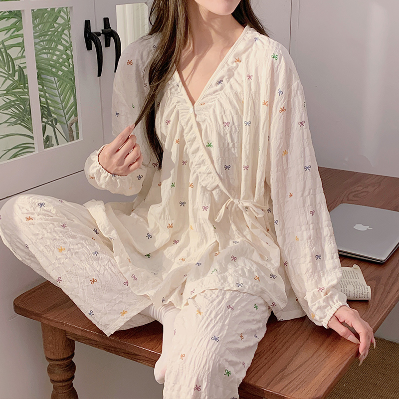 【绉绉棉纱】月子服孕妇睡衣夏季薄款产后吸汗透气产妇哺乳怀孕期