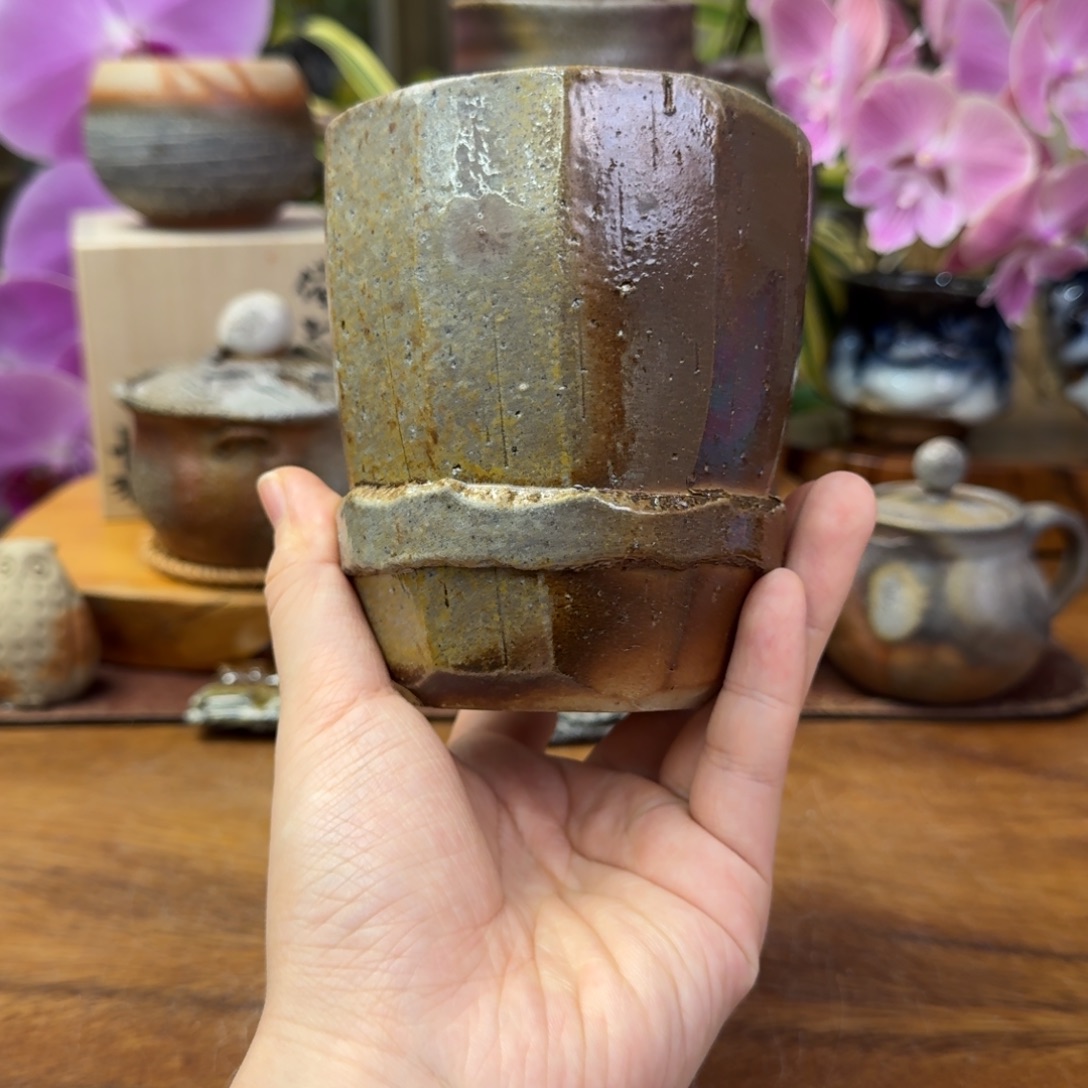 金光教悟备前烧大容量玻化汤吞福利一口价