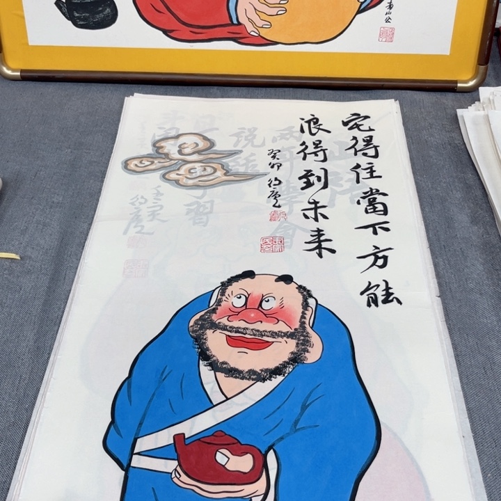 国画手绘禅意画一物一拍