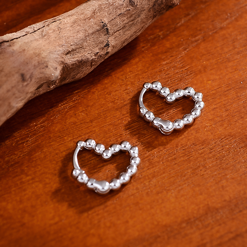 925银耳饰 【爱心连珠】珠珠项链925银耳钉