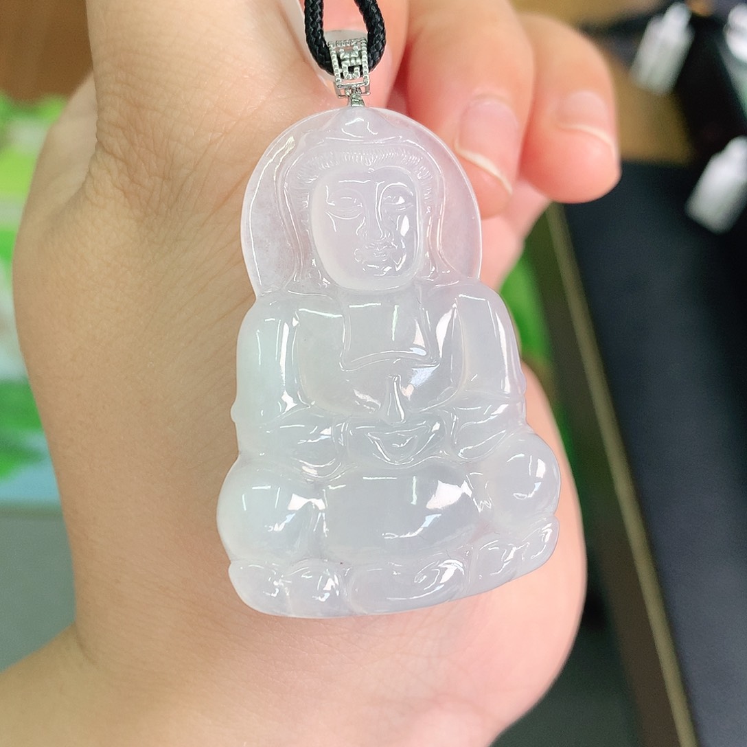 翡翠颈饰18K金镶嵌冰胶观音