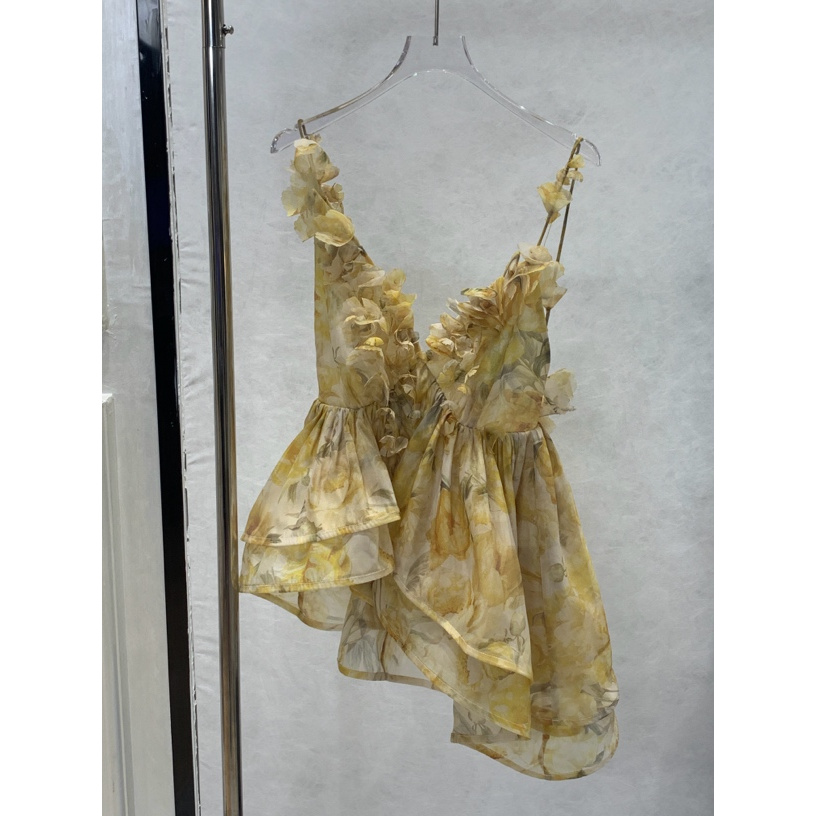 现货秒发～莫奈油画 大露背印花海边吊带上衣