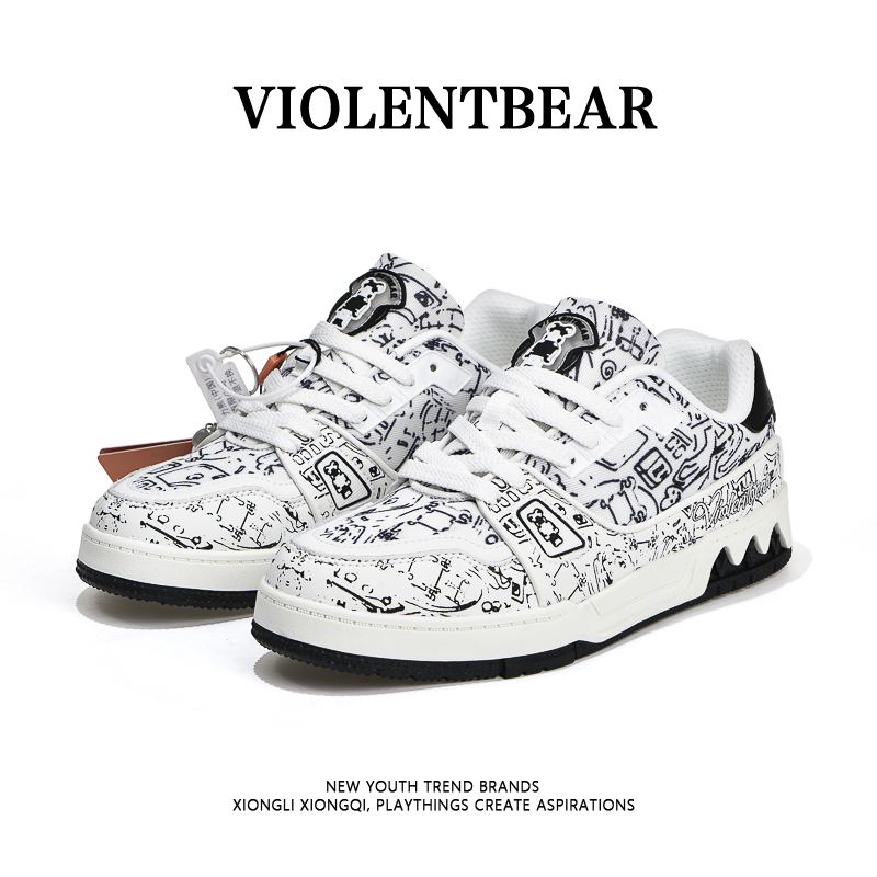 VIOLENTBEAR/暴力熊彩绘潮鞋男女情侣款低帮时尚休闲板鞋99888