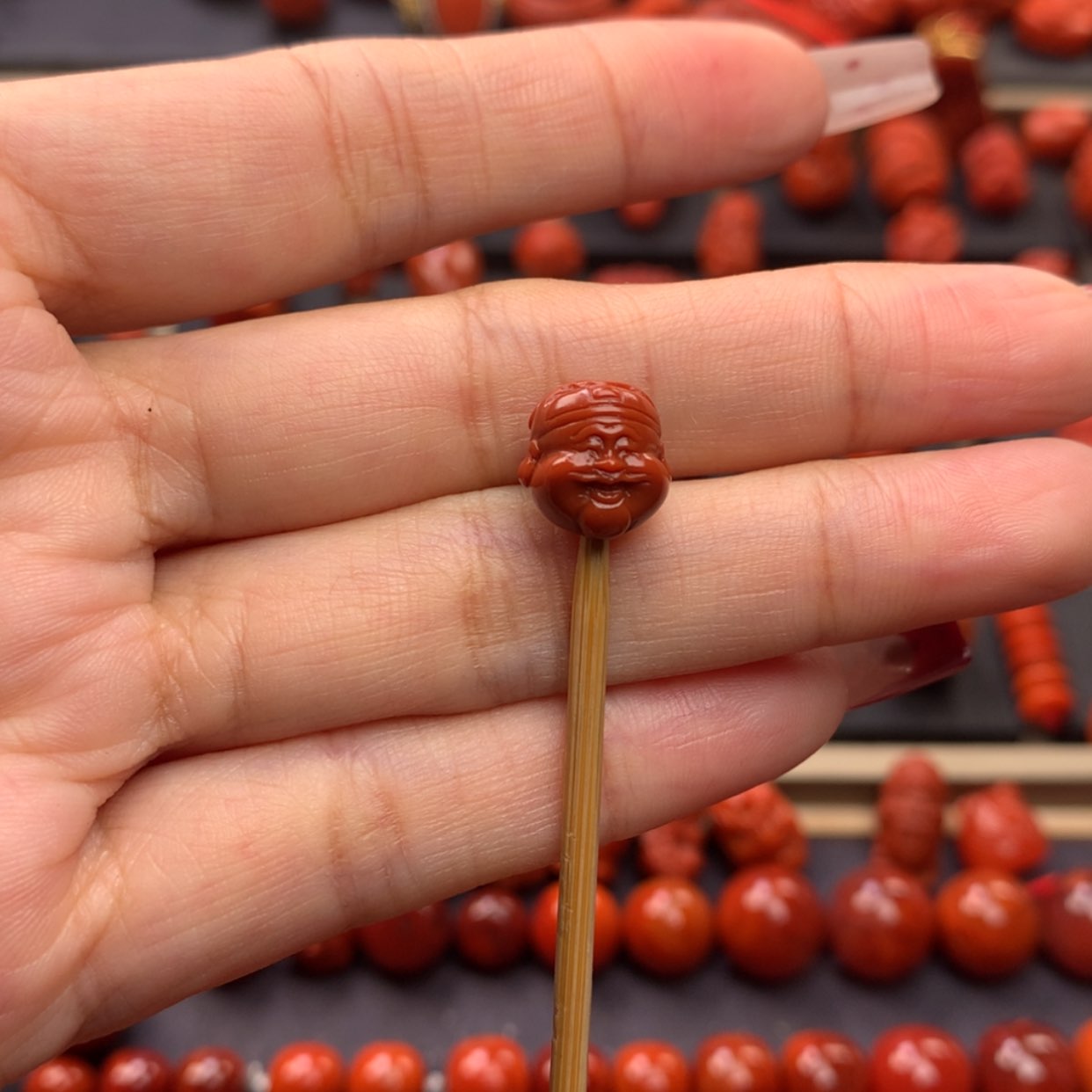 【闪购商品】南红玛瑙财神头10mm➕未镶嵌