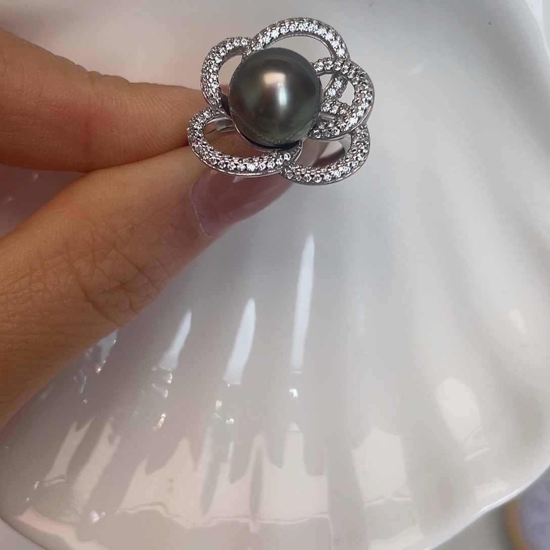 海水珍珠戒指银S925镶嵌