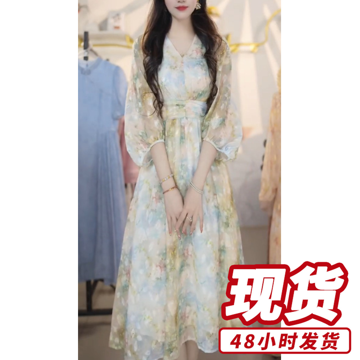 减龄高端连衣裙2025夏季法式短袖时尚显瘦A字裙C501