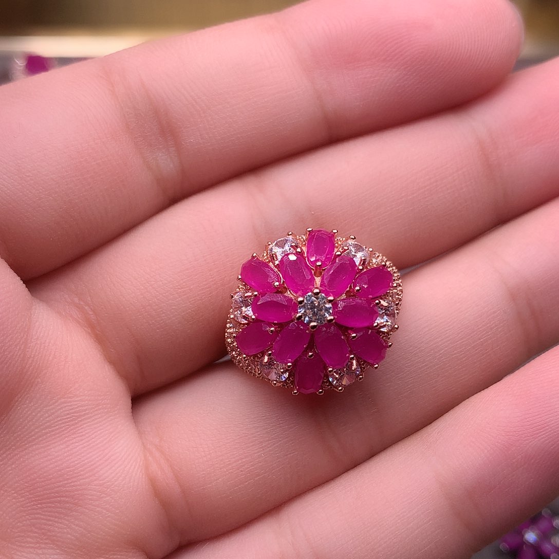 红宝石戒指银S925镶嵌