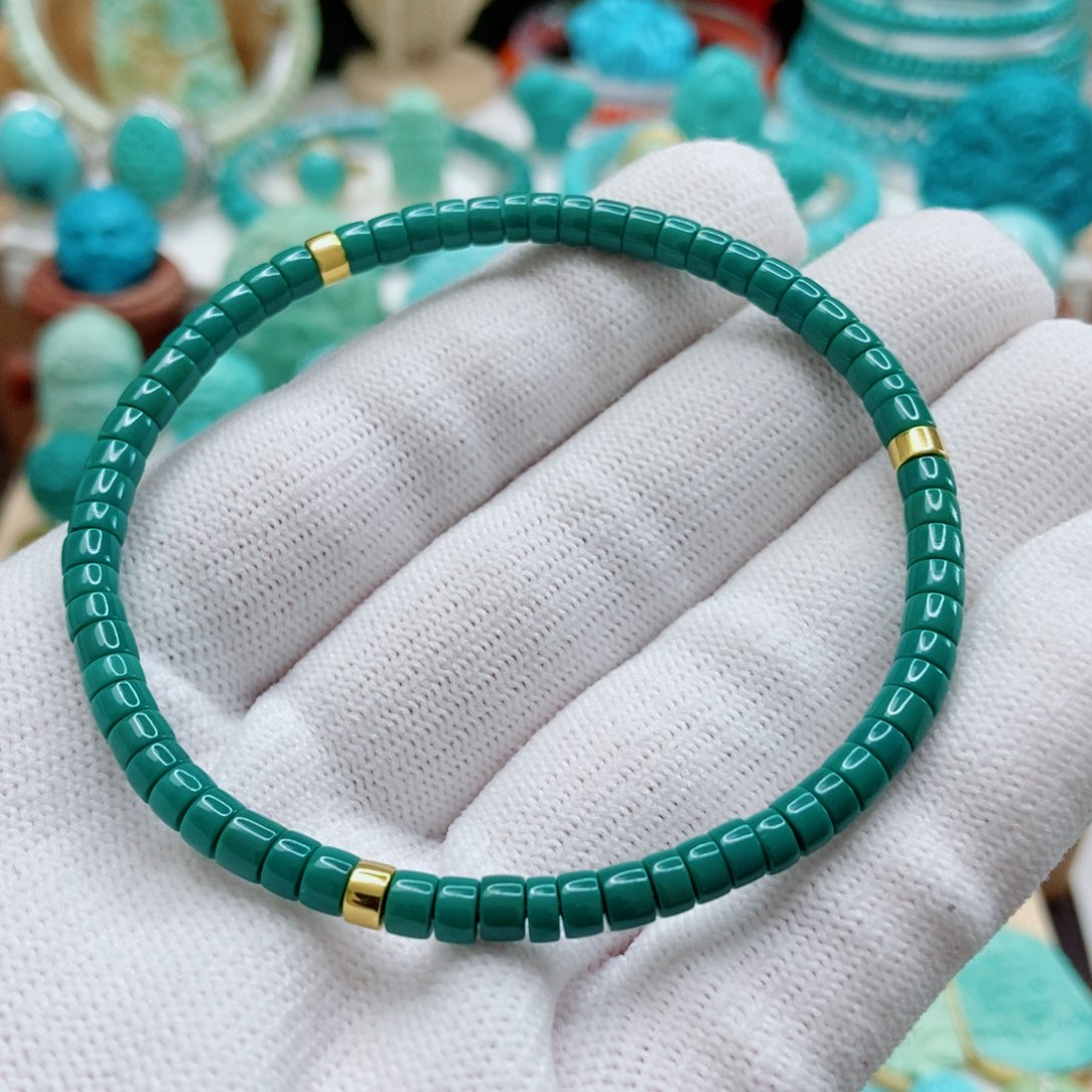 绿松石18K金镶嵌手串