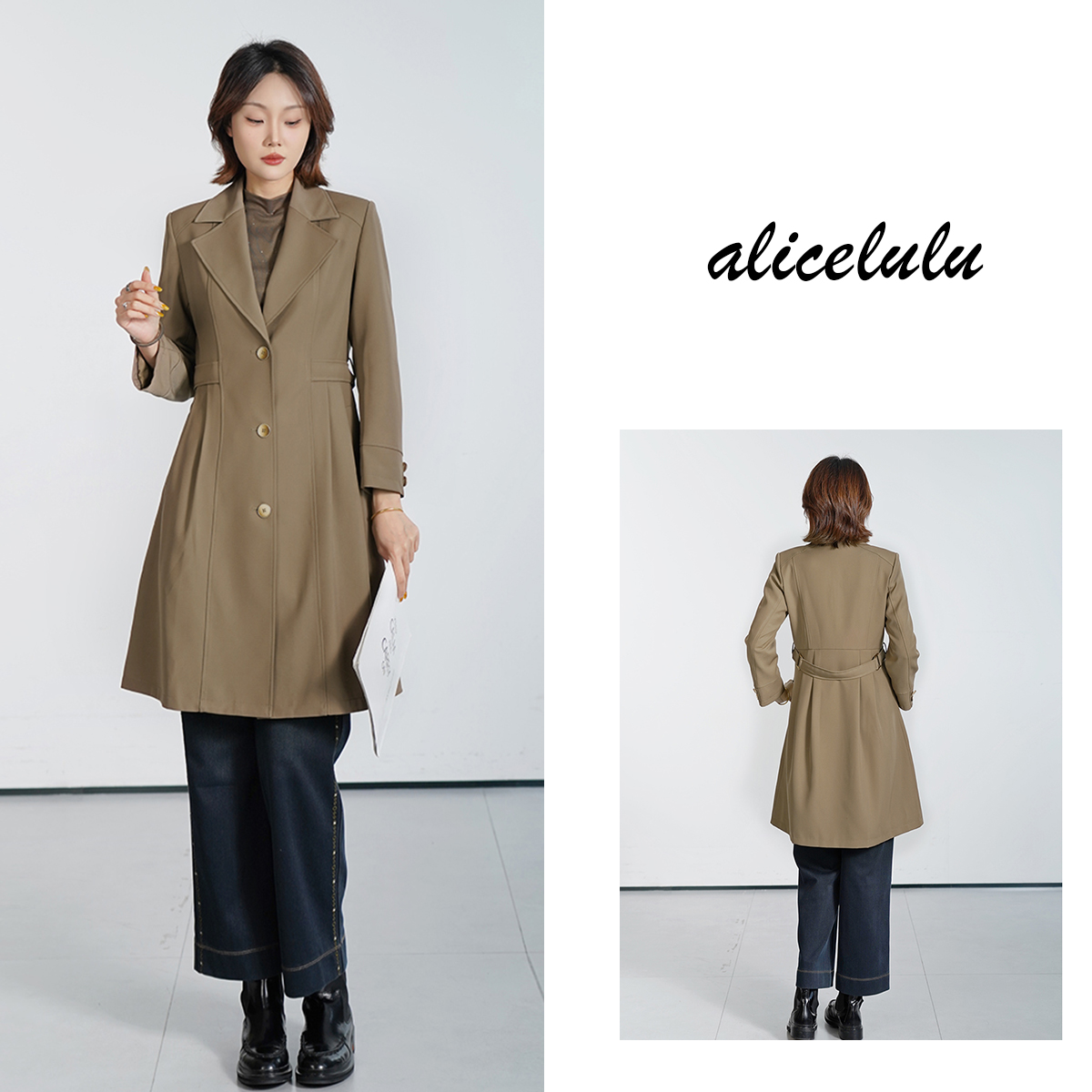 5 alicelulu 时尚气质轻奢款单排扣立体剪裁风衣外套S2144770E