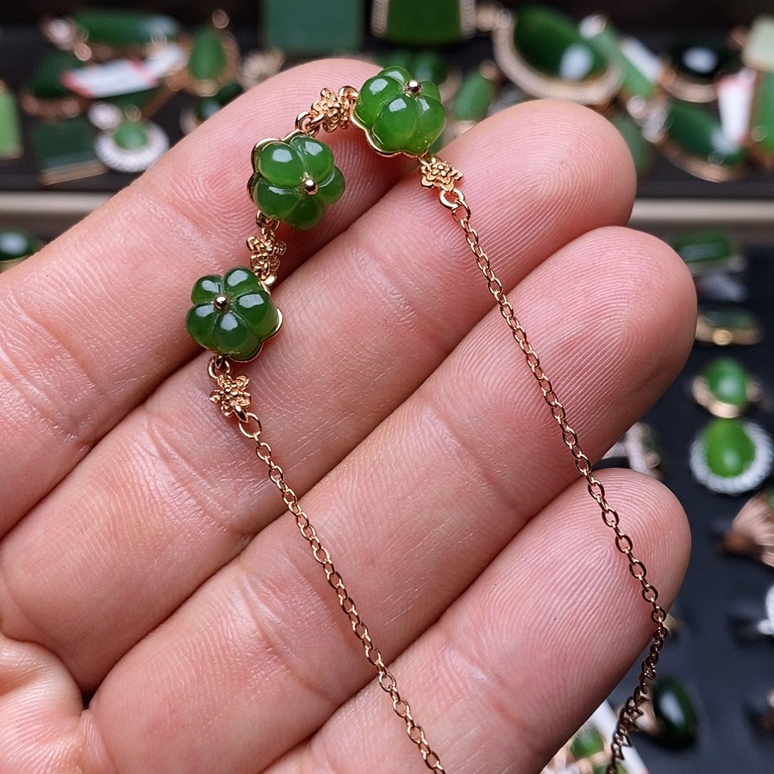 和田玉（碧玉）手链银S925镶嵌