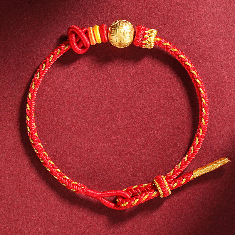 合金布艺手链 合金布艺手链 古法手工编织转运珠红绳