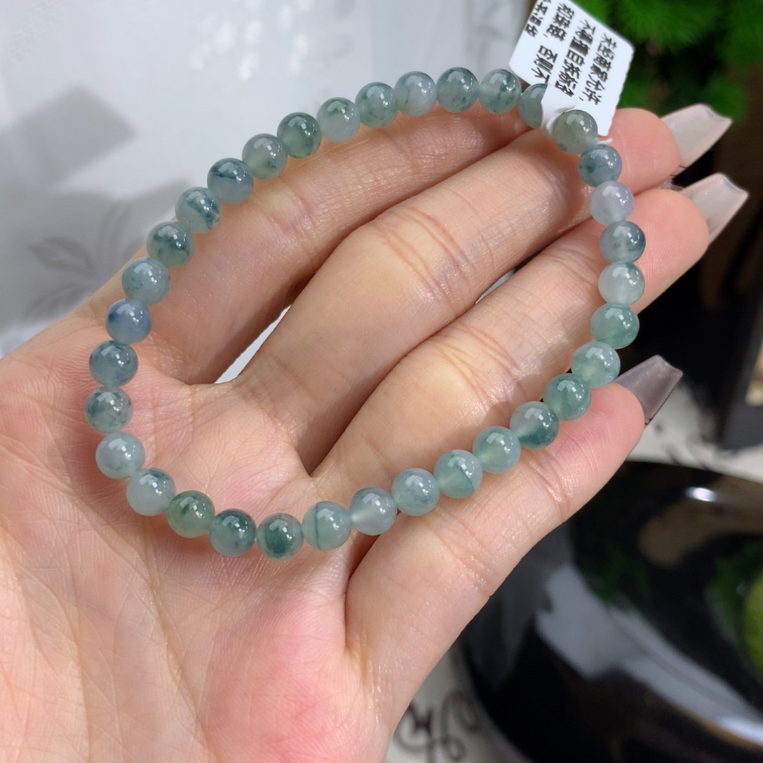 翡翠手链未镶嵌卡5冰胶飘花手串